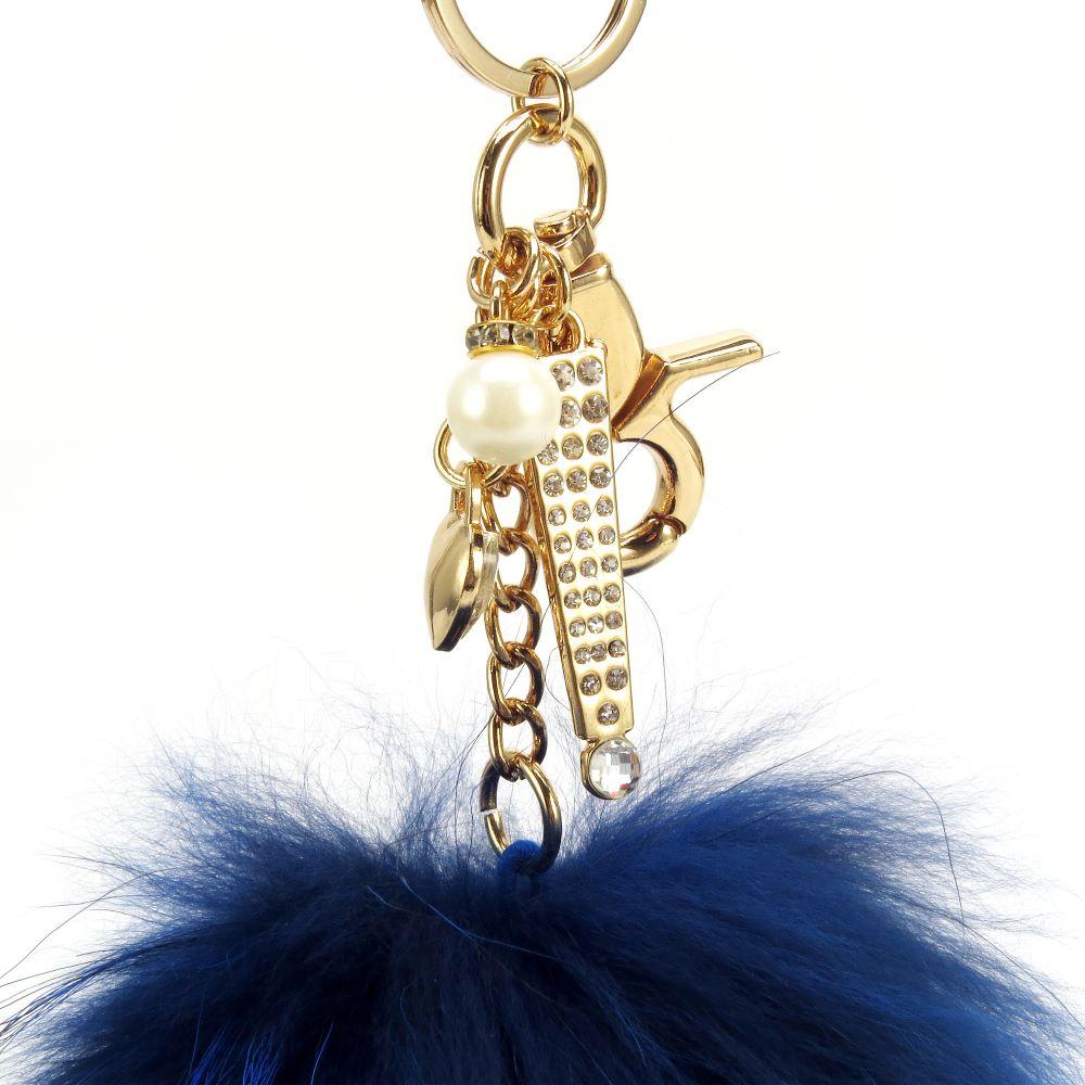 Accessories, Cute Owl Fluff Ball Keychainbag Charm Royal Blue
