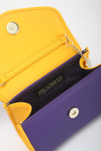 SCORE! Eva Designer Crossbody Clutch - Purple and Gold Yellow