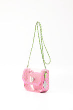 SCORE! Chrissy Small Designer Clear Crossbody Bag - Pink and Green