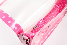 SCORE! Chrissy Medium Designer Clear Cross-body Bag -Fandango Pink and Light Pink