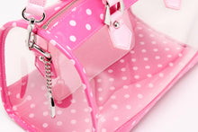 SCORE! Moniqua Large Designer Clear Crossbody Satchel - Fandango Pink and Light Pink