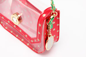 SCORE! Chrissy Small Designer Clear Crossbody Bag - Red, Gold and Green