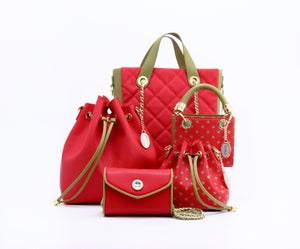 SCORE! Jacqui Classic Top Handle Crossbody Satchel - Red and Olive Green