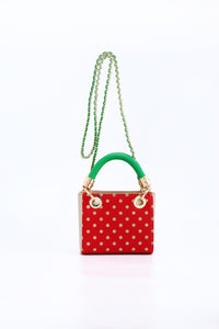 SCORE! Jacqui Classic Top Handle Crossbody Satchel  - Red, Gold and Green