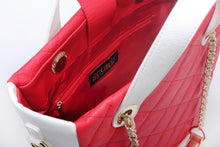 SCORE!'s Kat Travel Tote for Business, Work, or School Quilted Shoulder Bag- Red, White and Gold