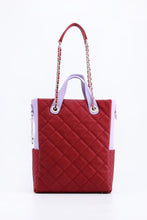 SCORE!'s Kat Travel Tote for Business, Work, or School Quilted Shoulder Bag - Maroon and Lavender