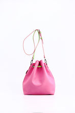 SCORE! Sarah Jean Crossbody Large BoHo Bucket Bag- Pink and Lime Green
