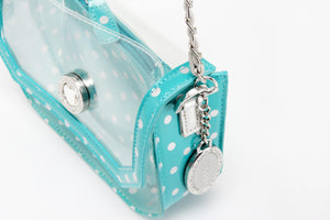 SCORE! Chrissy Small Designer Clear Crossbody Bag - Turquoise and Silver
