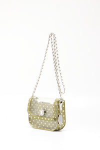 SCORE! Chrissy Small Designer Clear Crossbody Bag - Olive Green and White