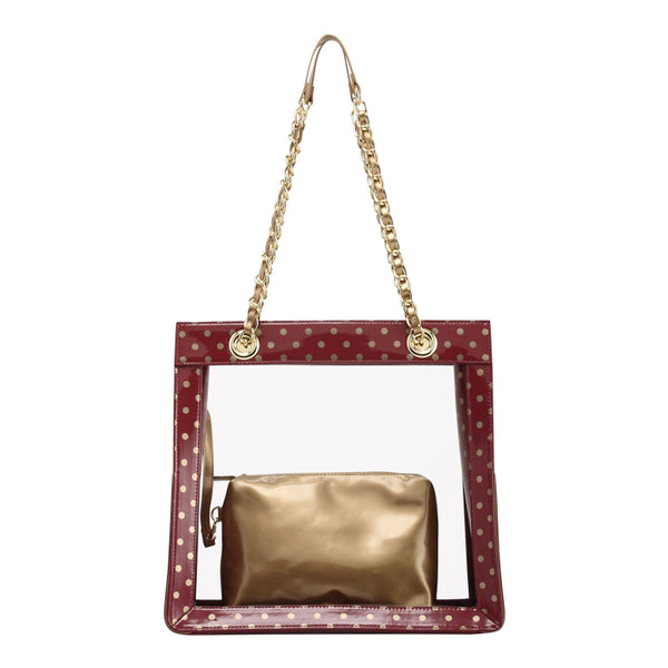 Gold Clear Square Handbag with Round Handle