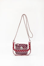SCORE! Chrissy Small Designer Clear Crossbody Bag - Maroon and Lavender