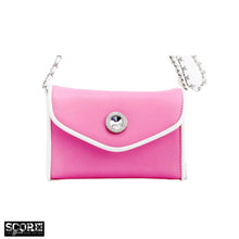 SCORE! Eva Designer Crossbody Clutch - Pink and White