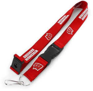 University of WISCONSIN UWM Badgers Red and White Officially NCAA Licensed Logo Team Lanyard