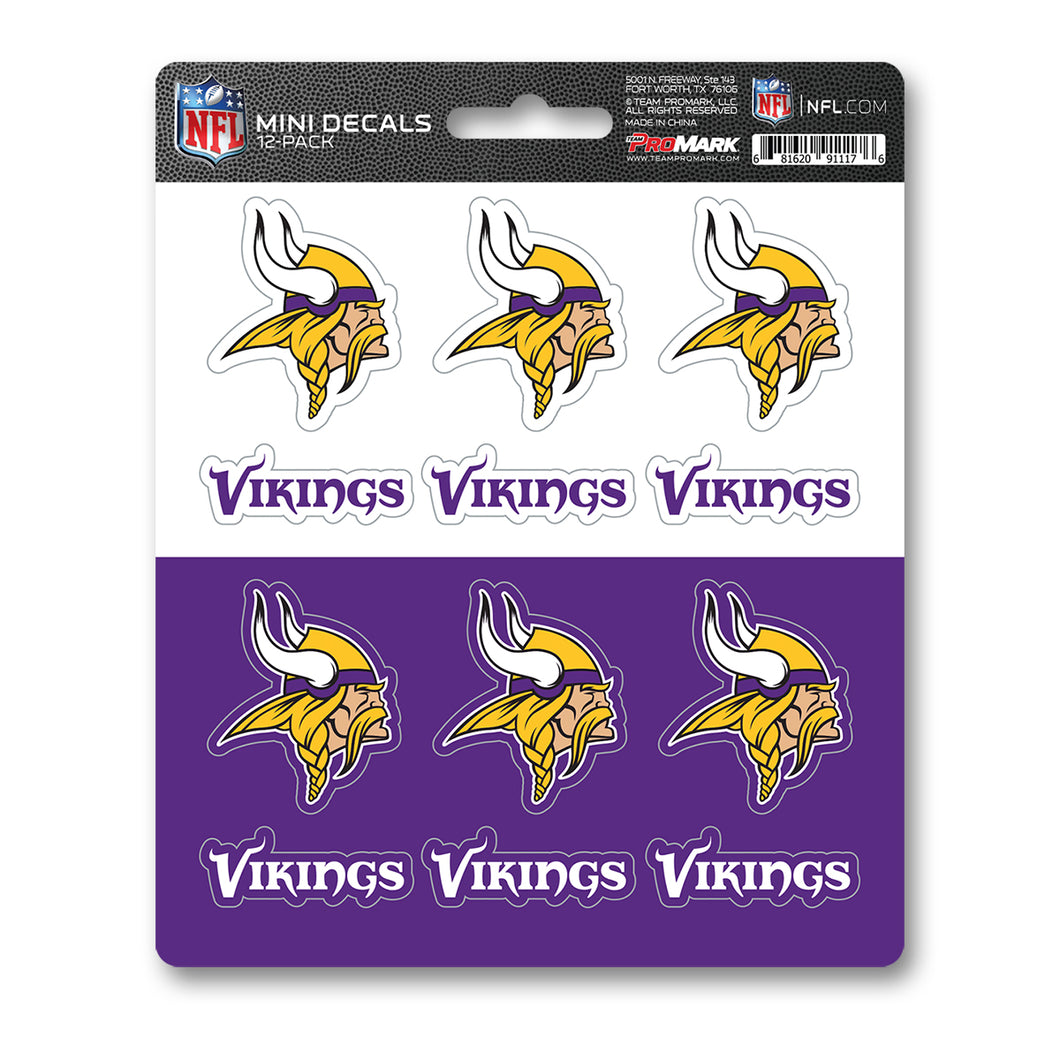 Minnesota Vikings 12pk Mini Decal Purple and Gold Team ProMark Stickers