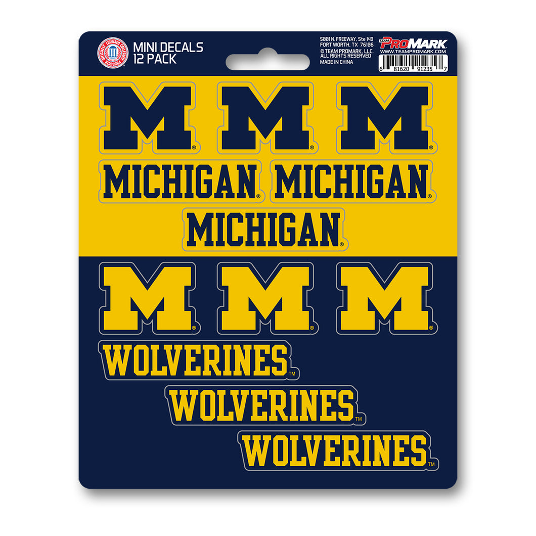 Michigan University Wolverines NCAA 12pk Mini Decals Stickers