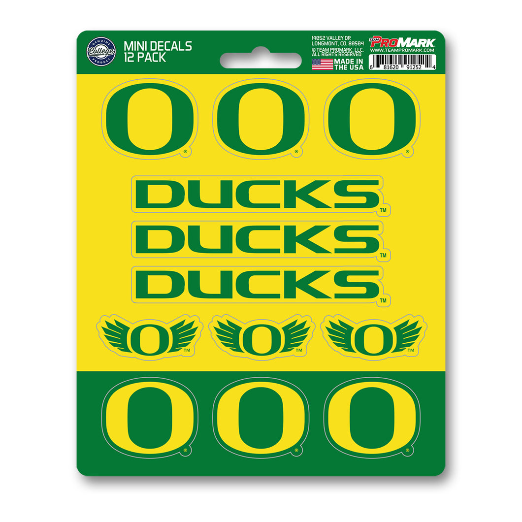 Oregon Ducks NCAA 12pk Mini Decal Green and Yellow Stickers