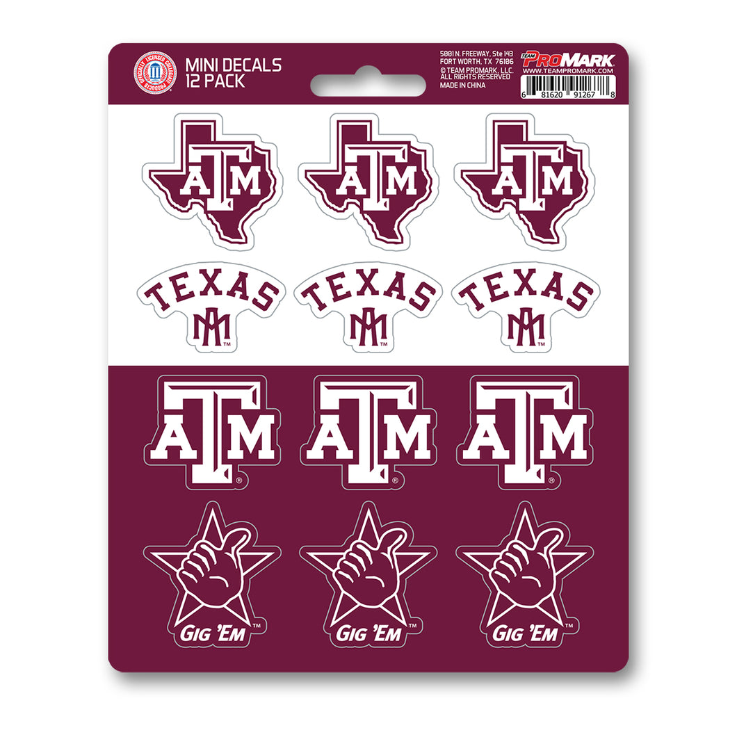 Texas A&M Aggies 12pk Mini Decal Maroon and White Team ProMark Stickers