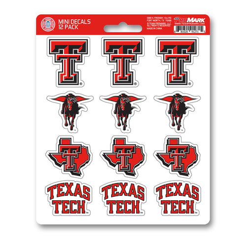 Texas Tech Red Raiders NCAA 12pk Mini Decal Red and Black Stickers