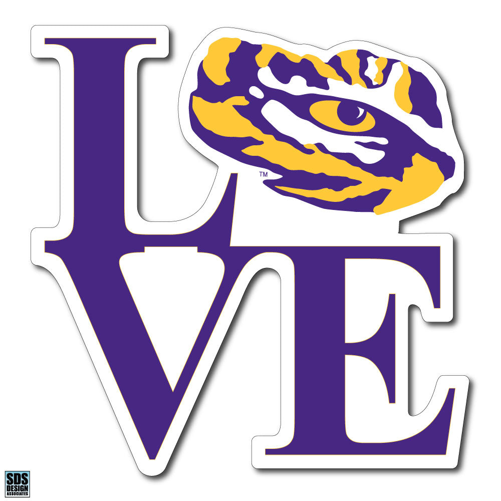 Louisiana State University LSU LOVE Tigers Purple and Gold NCAA Collegiate Logo Super Durable Purse Sticker