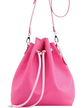 SCORE! Sarah Jean Crossbody Large BoHo Bucket Bag - Fandango Hot Pink and Light Pink