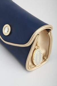SCORE! Eva Designer Crossbody Clutch- Navy Blue and Gold Gold