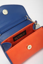 SCORE! Eva Designer Crossbody Clutch- Orange and Blue