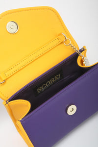 SCORE! Eva Designer Crossbody Clutch - Purple and Gold Gold