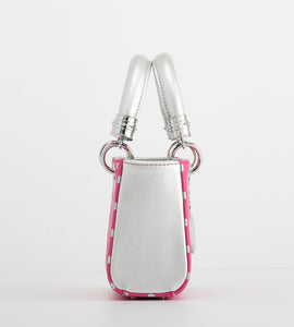 Score! Jacqui Classic Top Handle Crossbody Satchel - Pink and Silver