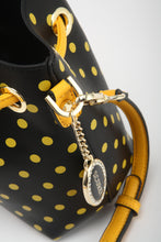 SCORE! Sarah Jean Small Crossbody Polka dot BoHo Bucket Bag- Black and Gold Yellow