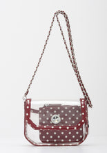 SCORE! Chrissy Small Designer Clear Crossbody Bag- Maroon and White