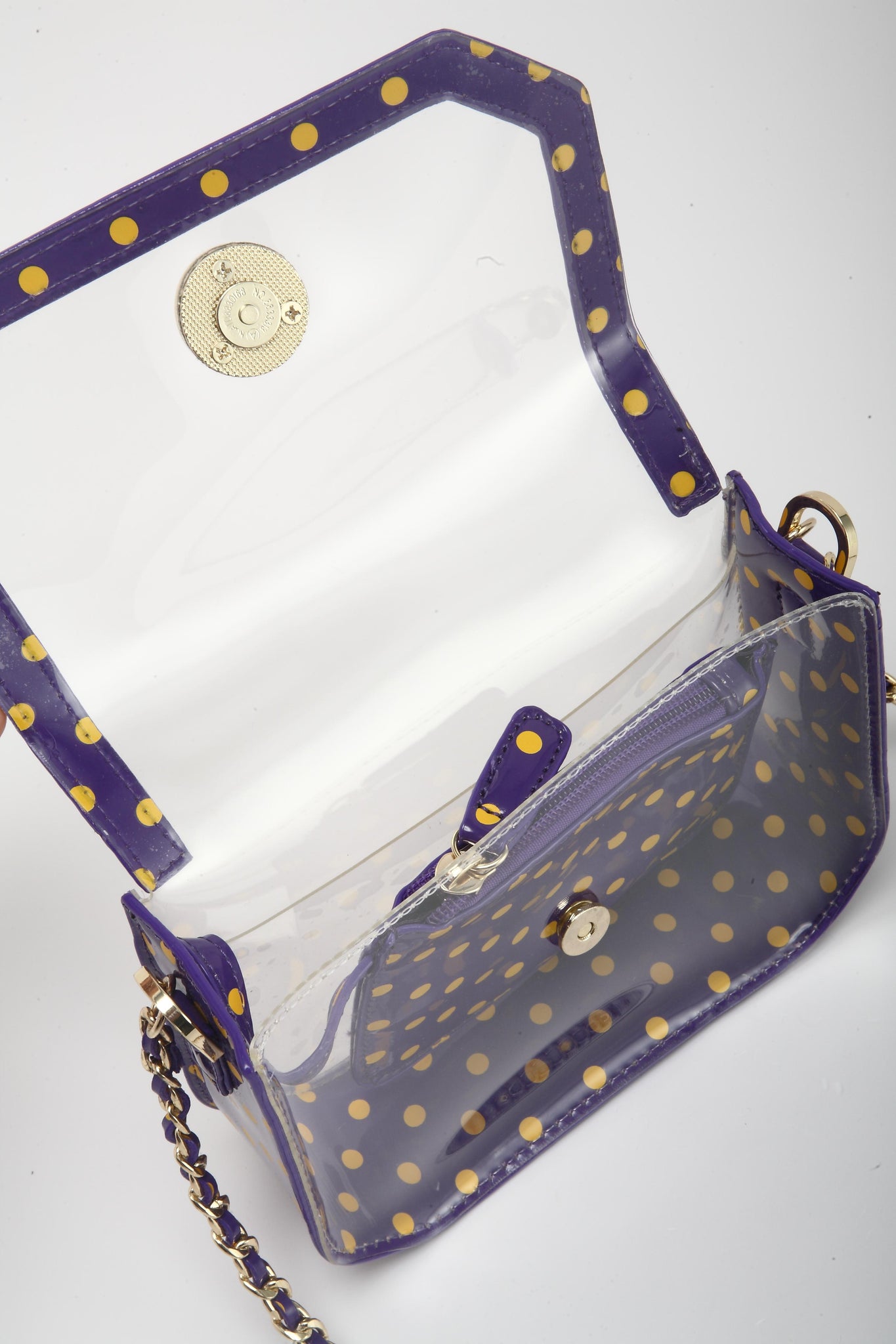 SCORE! Chrissy Small Designer Clear Crossbody Bag - Black & Gold Gold –  SCORE! Team Accessories