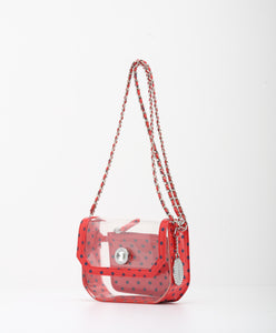 SCORE! Chrissy Small Designer Clear Crossbody Bag - Red and Blue