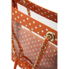 SCORE! Andrea Large Clear Designer Tote for School, Work, Travel - Burnt Sienna Orange and White