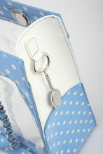 SCORE! Andrea Large Clear Designer Tote for School, Work, Travel- Light Blue and White