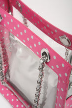 SCORE! Andrea Large Clear Designer Tote for School, Work, Travel - Pink and Silver