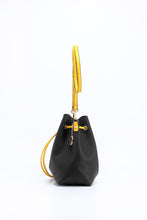 SCORE! Sarah Jean Crossbody Large BoHo Bucket Bag - Black and Gold Yellow