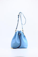 SCORE! Sarah Jean Crossbody Large BoHo Bucket Bag - Light Blue and Navy Blue