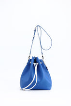 SCORE! Sarah Jean Crossbody Large BoHo Bucket Bag - Royal Blue and White