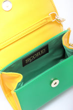 SCORE! Eva Designer Crossbody Clutch - Bright Green and Gold Yellow