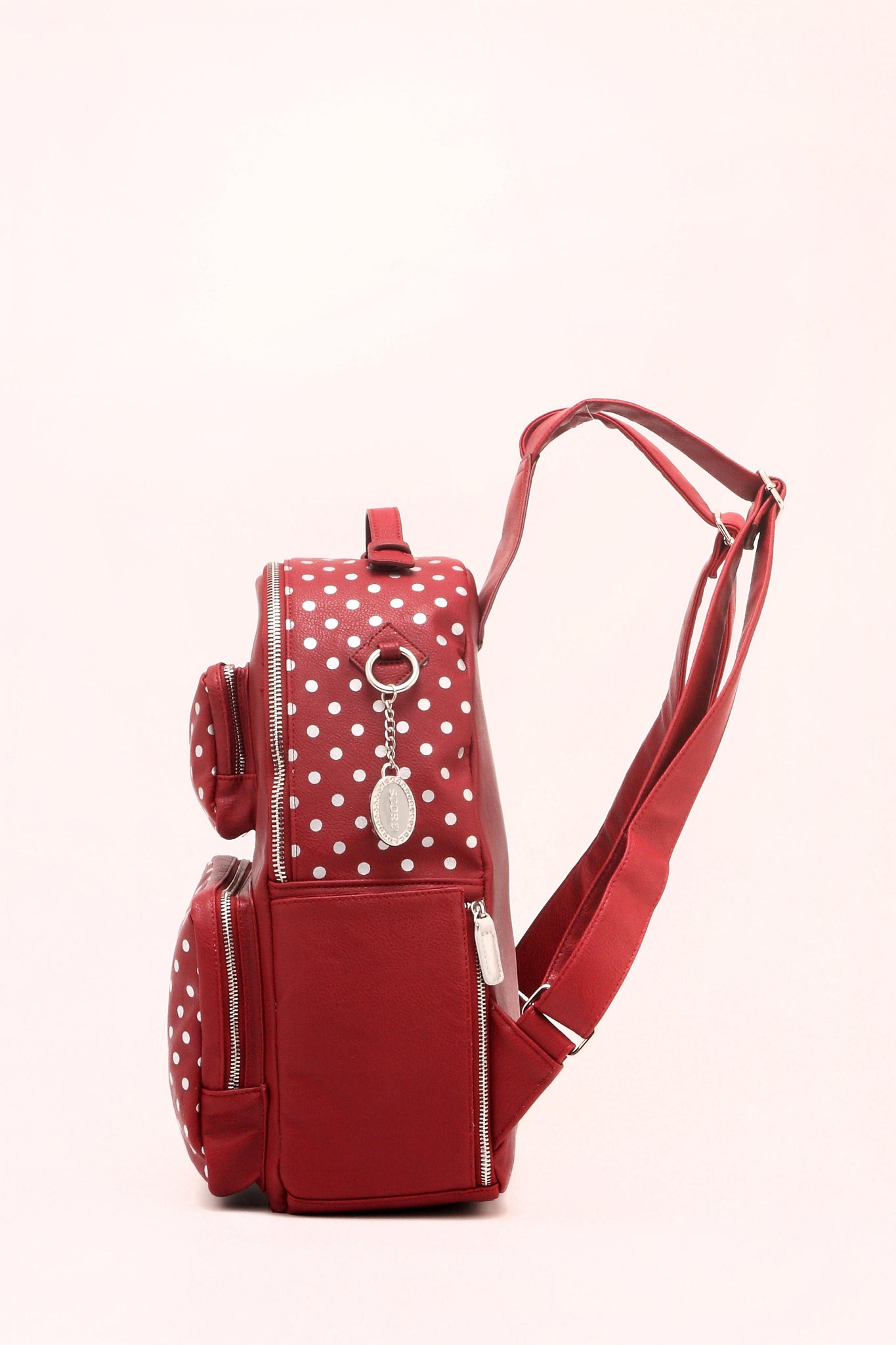 Score!'S Natalie Michelle Medium Polka Dot Designer Backpack- Red, Gold And