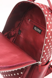 SCORE! Natalie Medium Polka Dot Designer Backpack  - Maroon and White