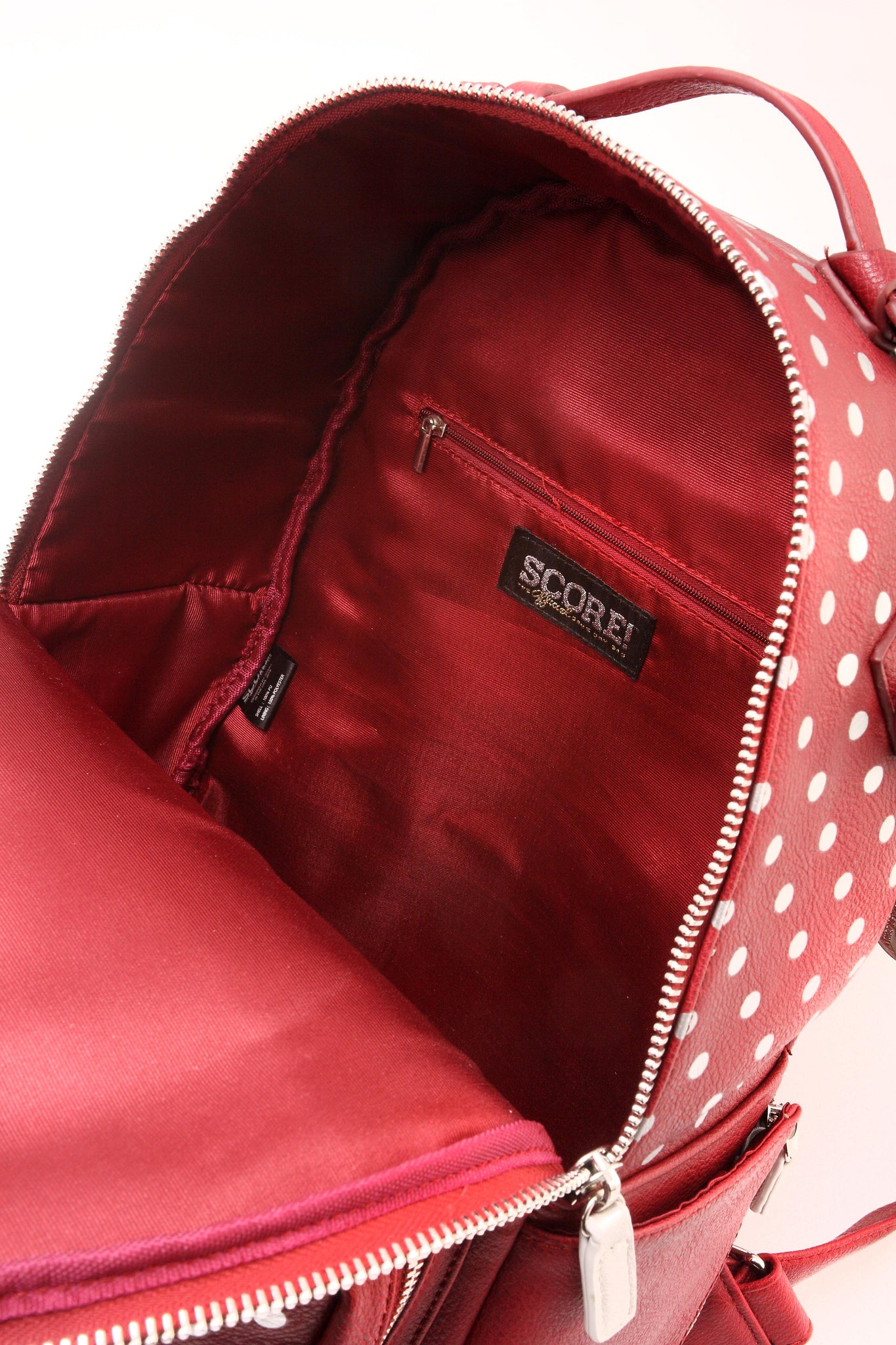 SCORE! Natalie Michelle Large Polka Dot Designer Backpack- Red, White and  Gold