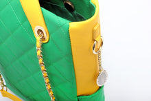 SCORE!'s Kat Travel Tote for Business, Work, or School Quilted Shoulder Bag - Fern Green and Yellow Gold