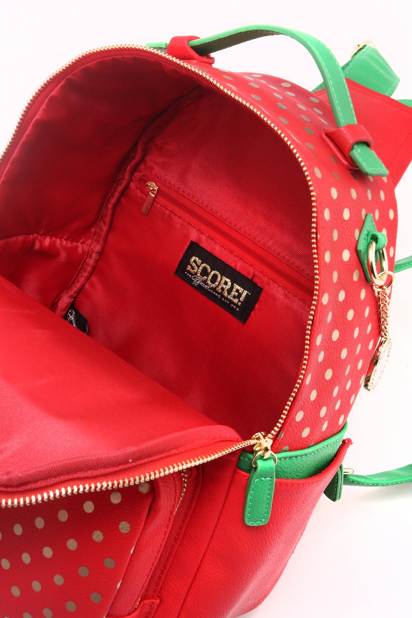 Score!'S Natalie Michelle Medium Polka Dot Designer Backpack- Red, Gold And