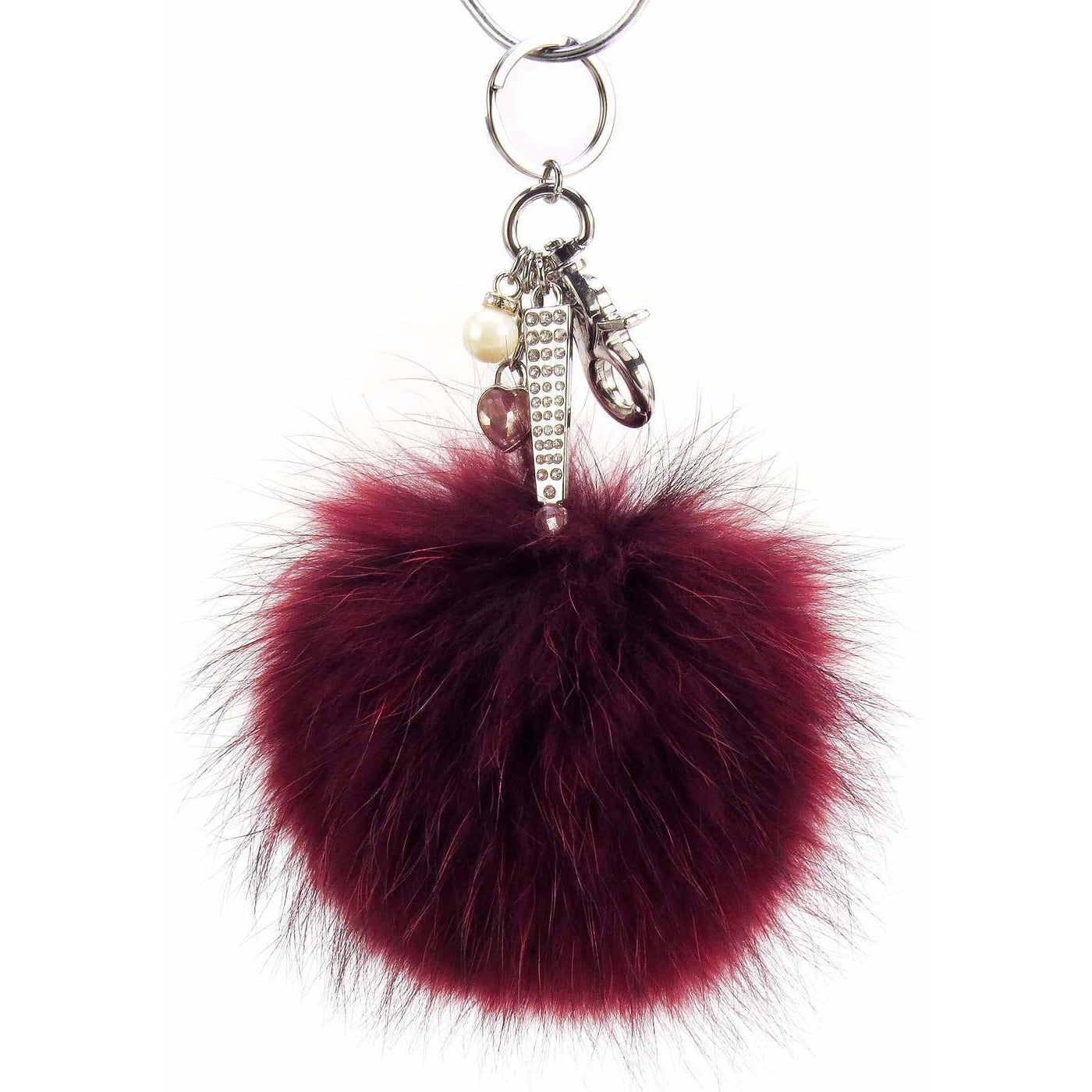 Faux Rabbit Fur Rainbow Ball Pom Pom Keychain for Car Key Ring Phone Handbag  Charm Tote Pendant