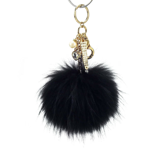 Real Fur Ball PomPom 6Dangle Purse Charm-French Blue w SilverHardware –  SCORE! Team Accessories