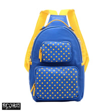 SCORE! Natalie Michelle Large Polka Dot Designer Backpack - Royal Blue and Yellow Gold