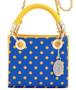 SCORE! Jacqui Classic Top Handle Crossbody Satchel - Royal Blue and Yellow Gold