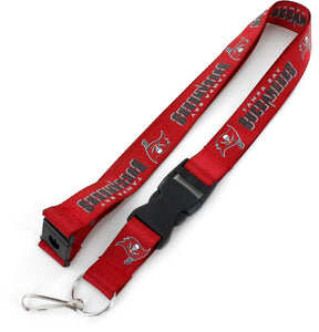 Tampa Bay Buccaneers Officially Licensed Red and Black NFL Logo Team Lanyard