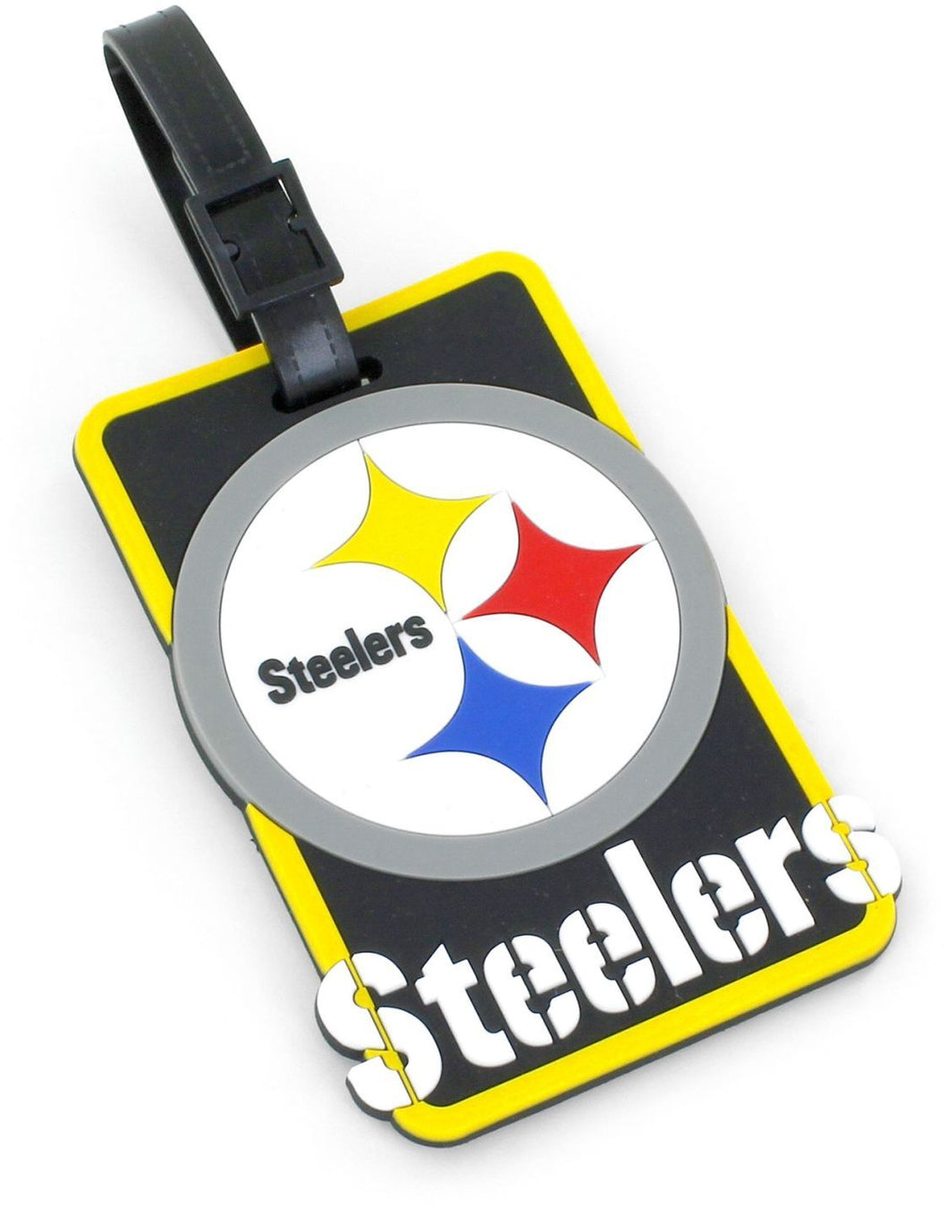 This NFL Licensed Soft Bag Tag is colorful, durable, and flexible.  Write identification information directly onto the interior card.   Tag size: L 4.3